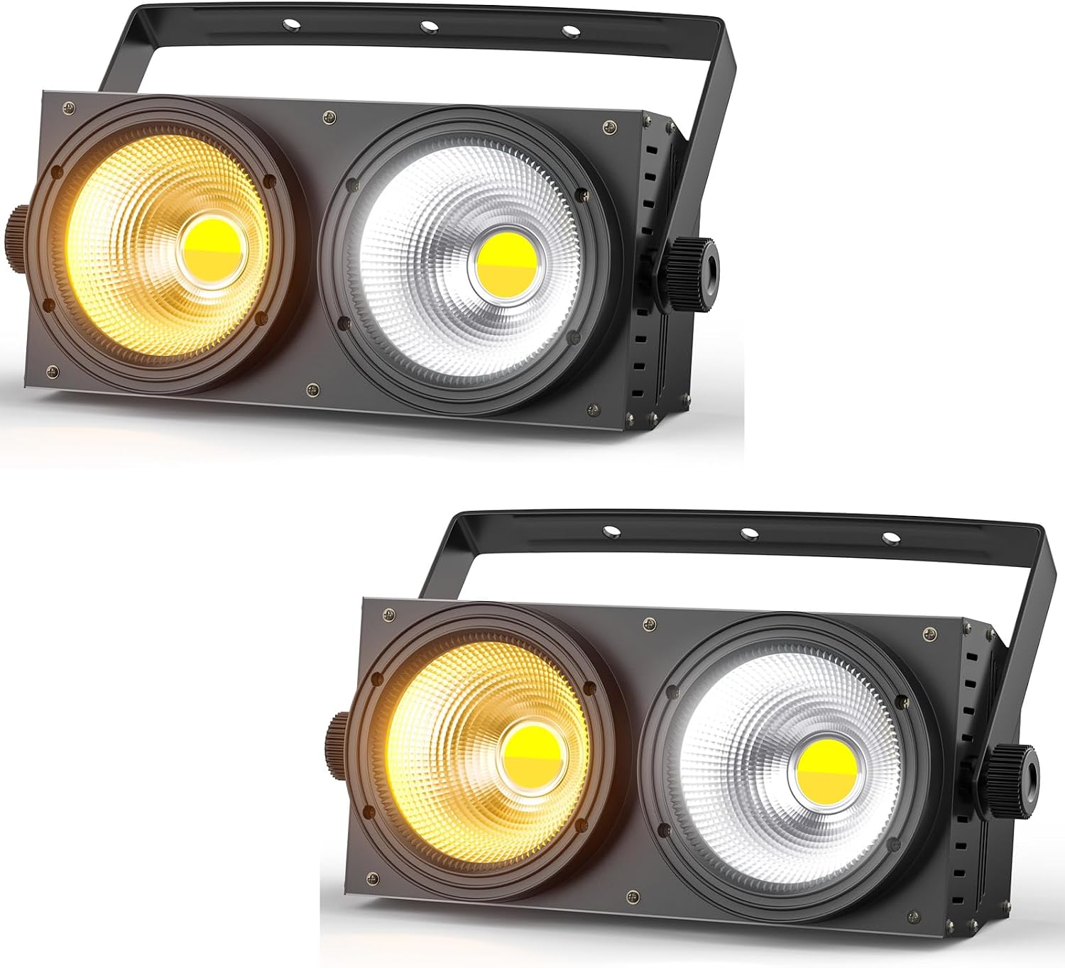 200W Blinder Stage Lights, 2-in-1 Warm & Cool White COB Spotlights, LED Par Lights with Auto/Sound/DMX/Master-Slave Audience Light for Events Wedding Theater Church Concert 2Packs