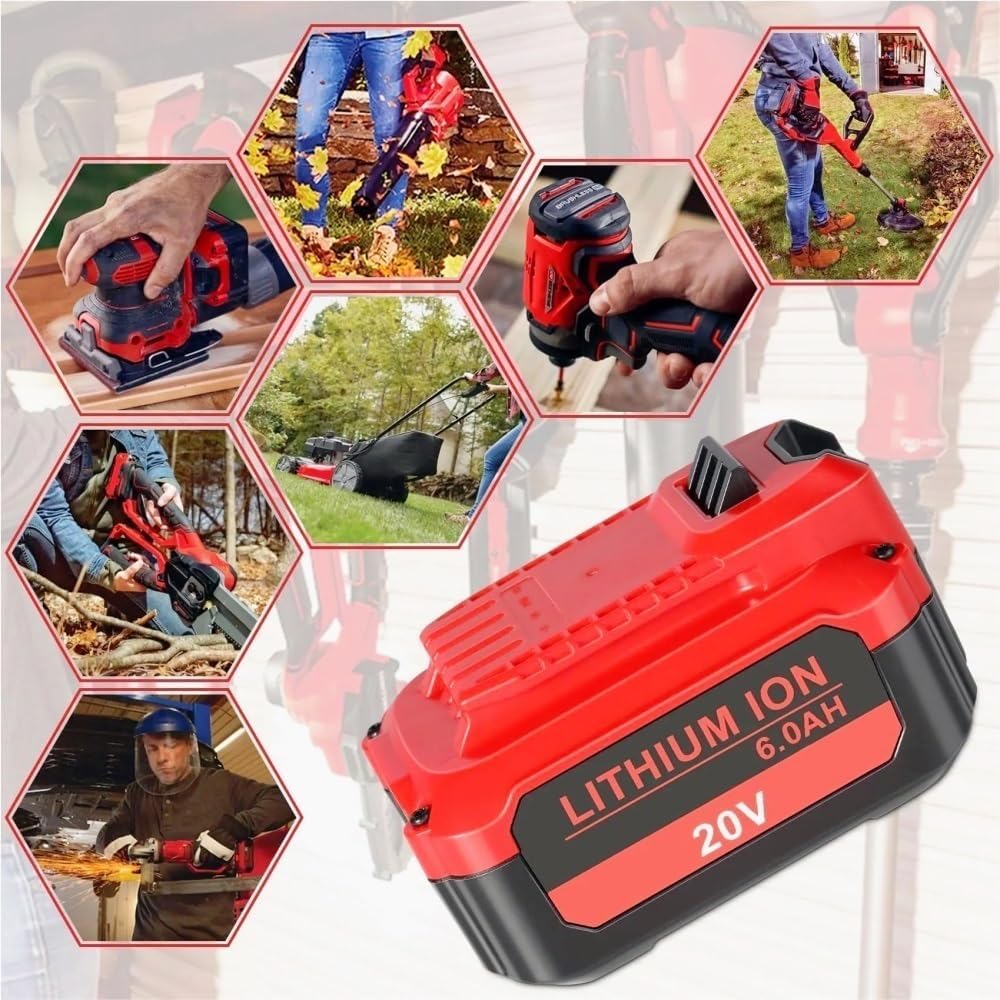 V20 Replacement Lithium-Ion Battery Compatible With Craftsman CMCB202 CMCB204 CMCB206 CMCB209 Cordless Power Impact Drill Reciprocating Saw Tool Packs(6Ah 2pcs)