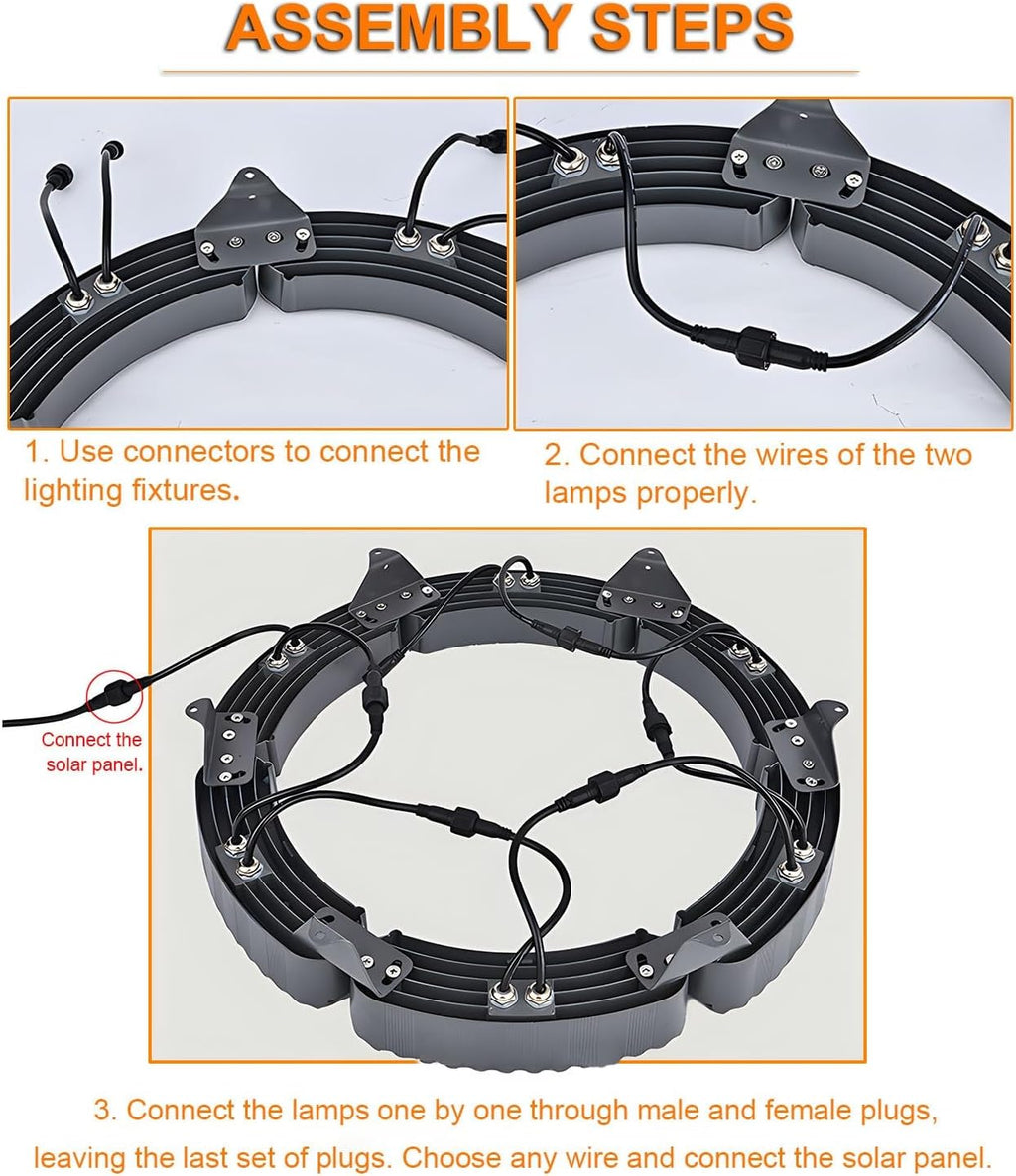 LED Solar Ground Lights, Outdoor Ring Tree Ligh, Yard Lighting Uplight Landscape Spotlights, Made to Last(Warm White Light,Pack of 6)