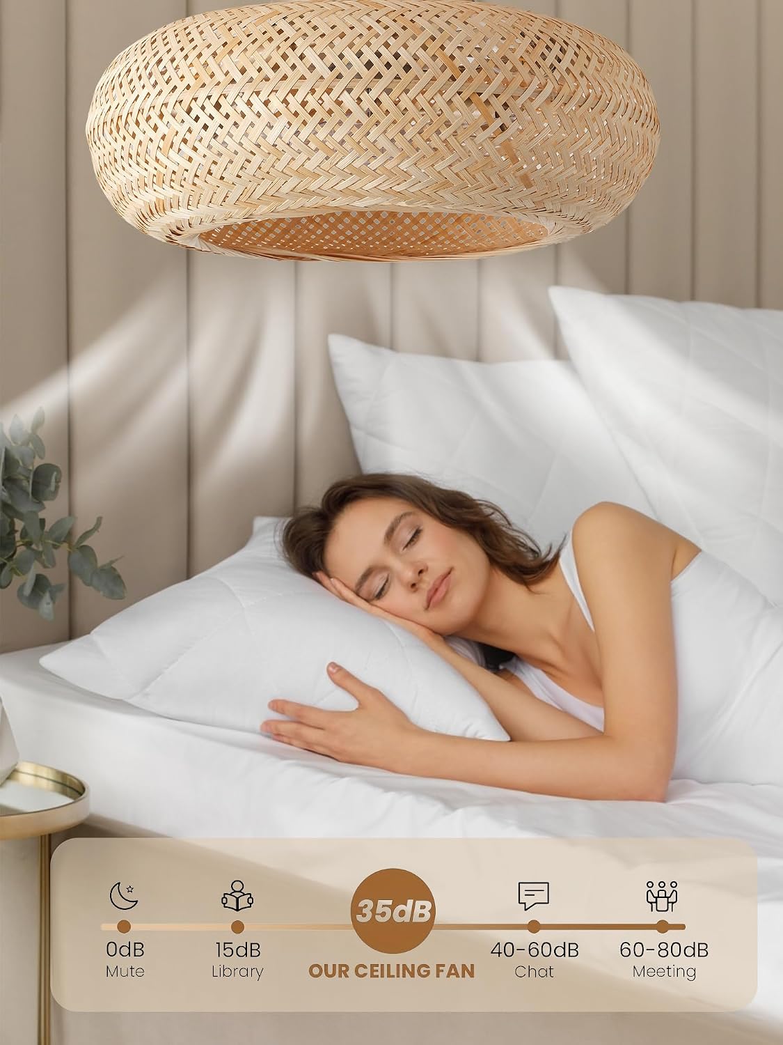 20in Boho Ceiling Fans with Lights,Rattan Caged Low Profile Ceiling Fan with Light,6 Speeds Timer Reversible DC Motor for Living Room Bedroom Dining Room