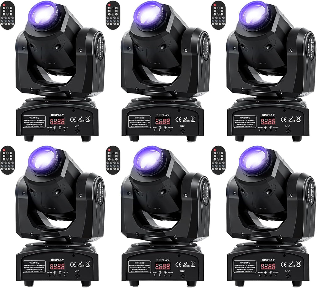 U`King 60W LED Moving Head Light with Remote 8 GOBO 8 Pattern Spotlight by DMX Controlled 11 Channel for Disco Club Party Stage Lighting Shows (6PCS)