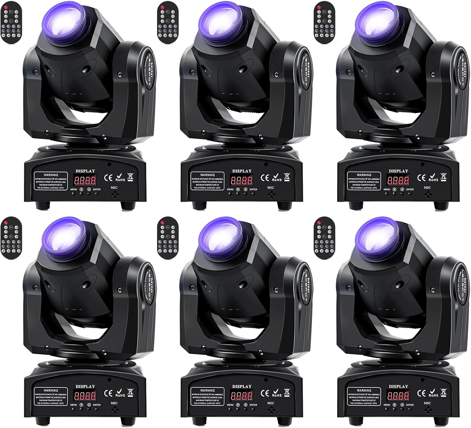 U`King 60W LED Moving Head Light with Remote 8 GOBO 8 Pattern Spotlight by DMX Controlled 11 Channel for Disco Club Party Stage Lighting Shows (6PCS)