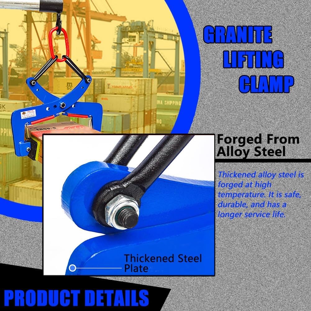 Heavy Duty 6 Inch Granite Lifting Clamp with Hanging Ring - Durable Vertical Stone Clamp for Safe Lifting & Transporting Heavy Stone Slabs - Essential Stone Carry