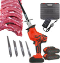 Electric Bone Cutting Machine(With 4 Saw Teeth), Cordless Reciprocating Saw,1/2 Batteries, 0-3000rpm Variable Speed, LED Lighting, for Meat, Wood, Metal,2-Battery