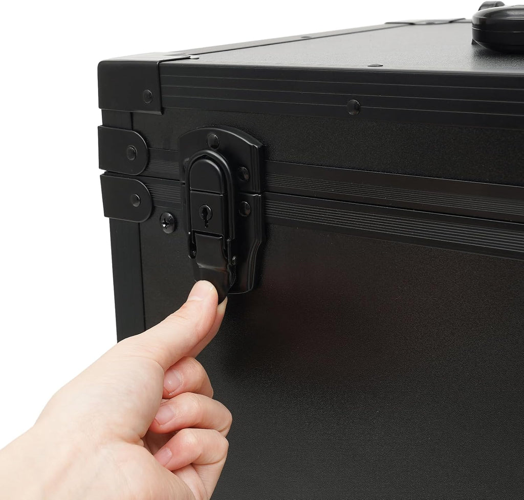 Rolling Makeup Train Case Professional Cosmetic Trolley Makeup Travel Organizer with Wheels Black 15.75 * 11.81 * 31.5in