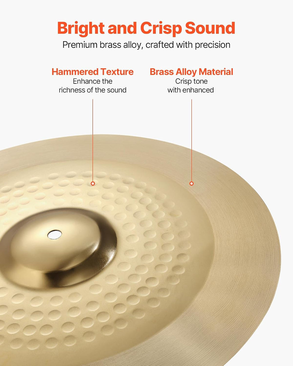 VEVOR Cymbal Pack, 4 Pieces Cymbals for Drum Set, Alloy Cymbals Drum Set Includes 14-inch Hi-Hats, 16-inch Crash, 20-inch Ride, 10-inch Splash, Drumsticks & Cymbal Bag, Alloy Cymbal Pack for Drummer