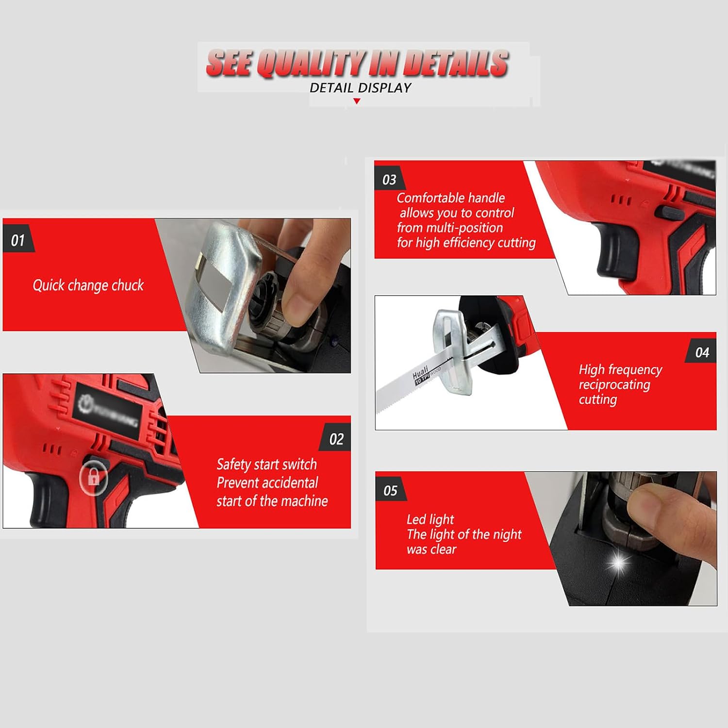 Cordless Reciprocating Saw 48v - Portable Electric Bone Saw, 4pcs Blades Included 2 Battery And Charger For Metal Wood Pvc Pipe Cutting Saw (One battery)