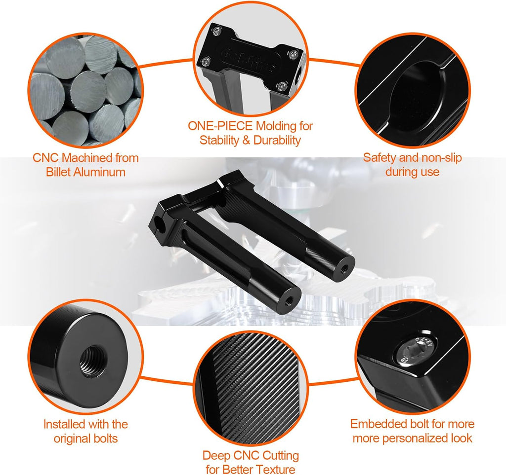 Aluminum CNC straight-type universal handle lift frame, suitable for Harley, Dyna Softail Sportster low rider models, Fat Street Bob FLSL FXBB FXBR FXLRST models (8 inch)