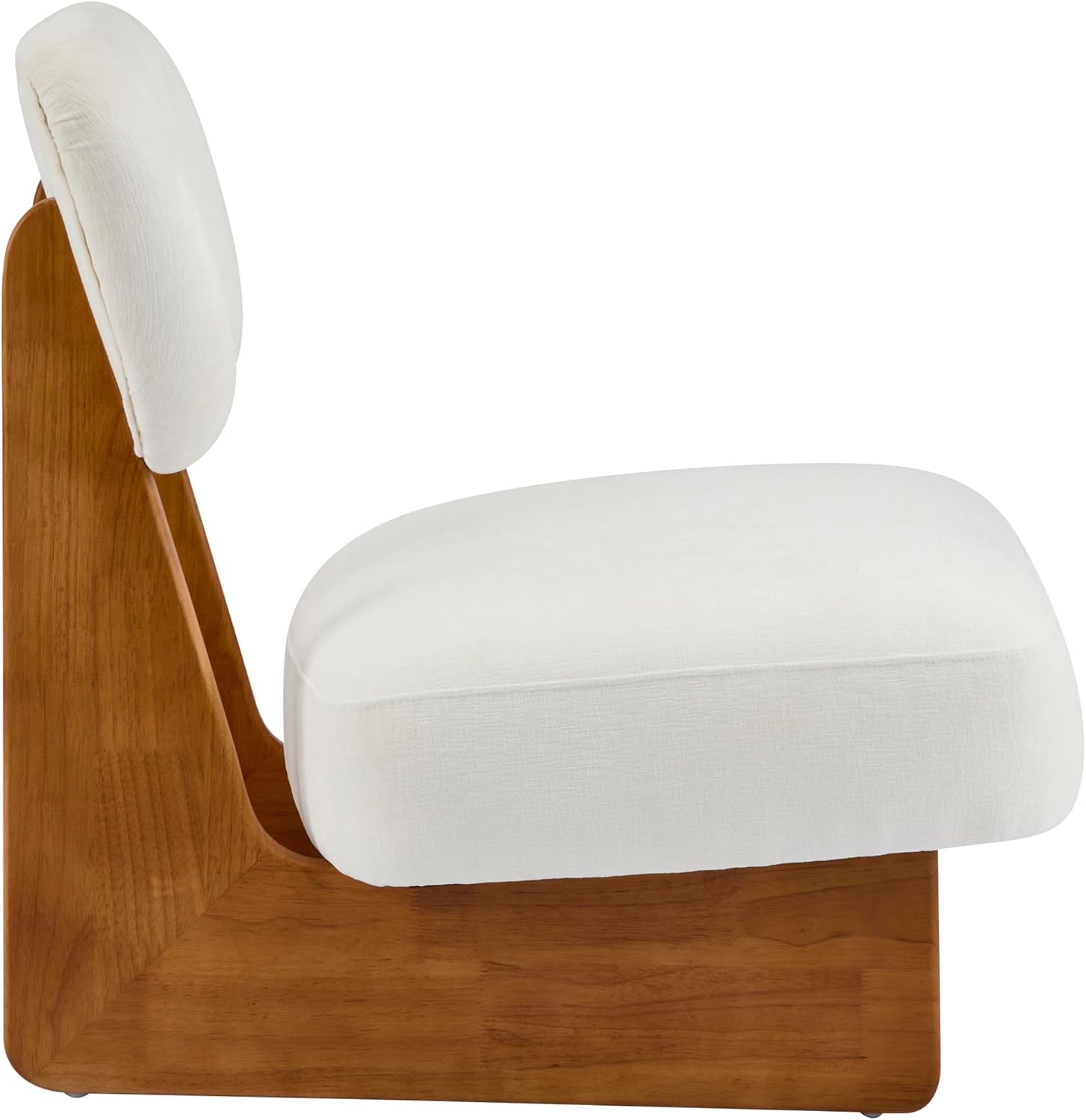 Christopher Knight Home Mores Low Profile Accent Chair Set of 2, Modern Living Room Armless Lounge Chair, Fabric Comfy Reading Chair for Bedroom, Wooden Frame and Thick Padded Seat, Beige + Natural