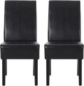 Christopher Knight Home Pollards Upholstered Dining Chairs - Faux Leather - Midnight Black/Espresso (Set of 2)