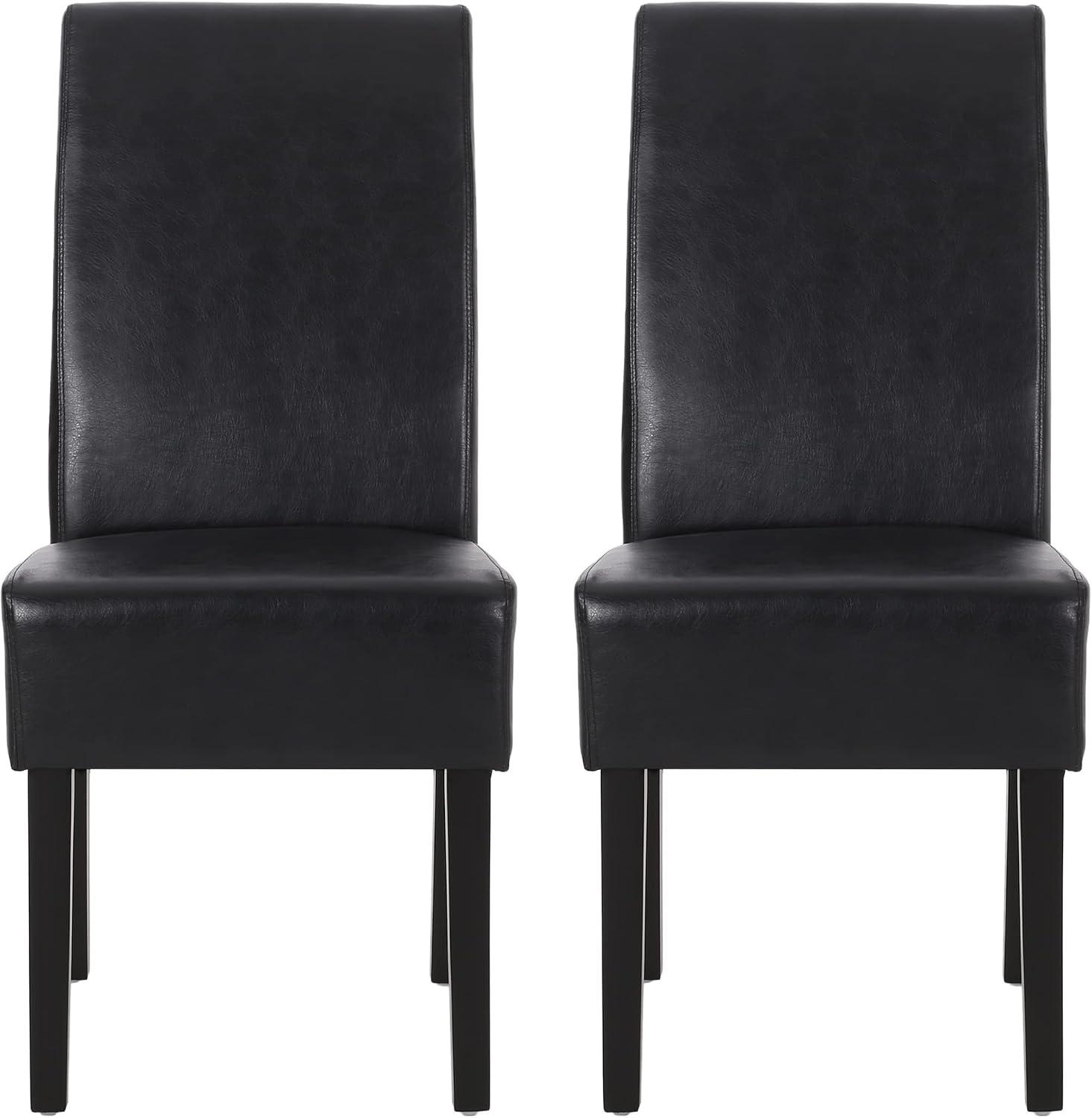 Christopher Knight Home Pollards Upholstered Dining Chairs - Faux Leather - Midnight Black/Espresso (Set of 2)