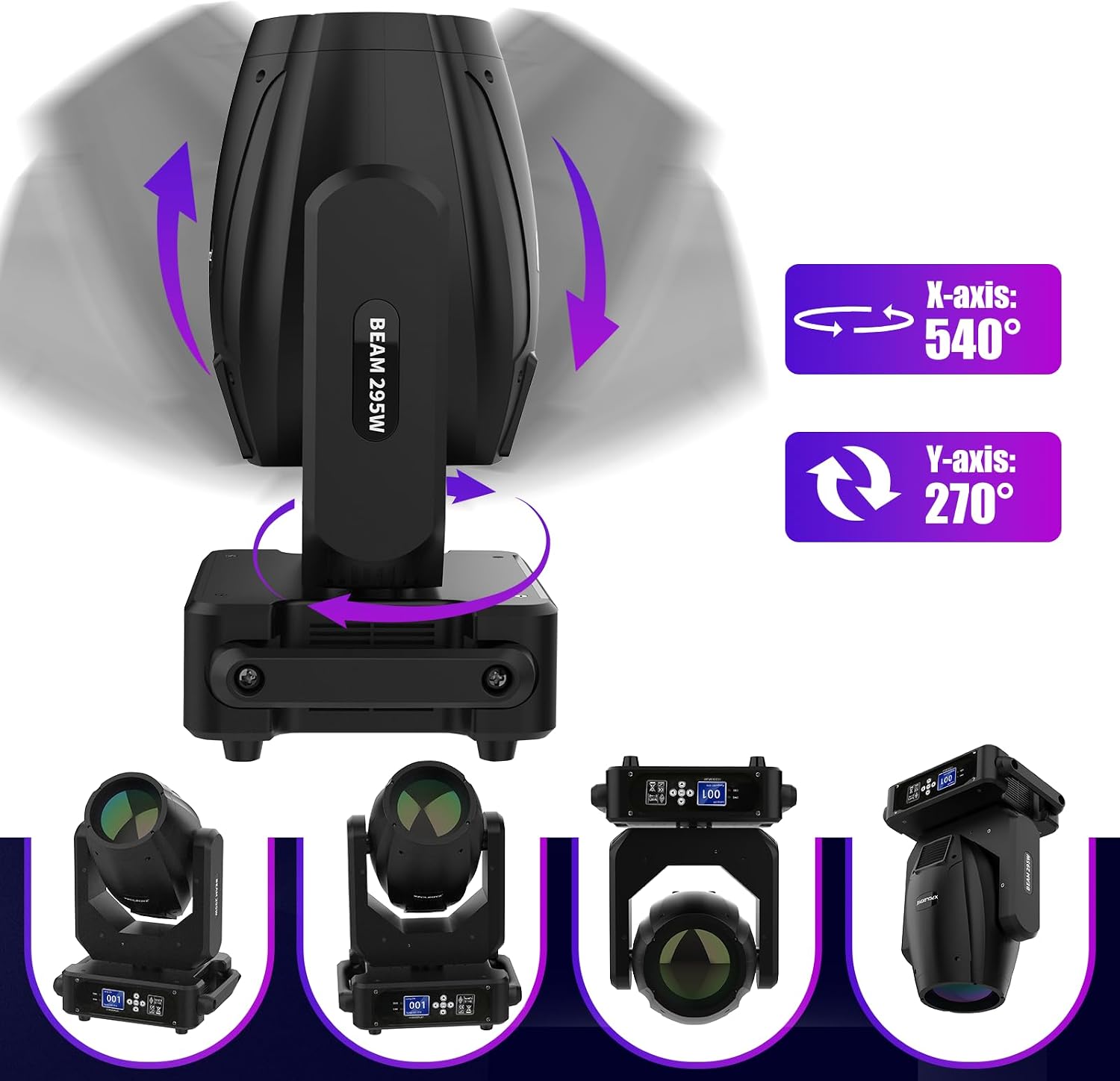 295W Moving Head Dj Lights,10R Beam Effect,14 Gobos,14 Colors,2 Prisms,Linear Zoom,Frost & Rainbow Wheel, Stage Lighting DJ Spotlights for Party, Disco, KTV, Stage Shows, Live Show (295B)