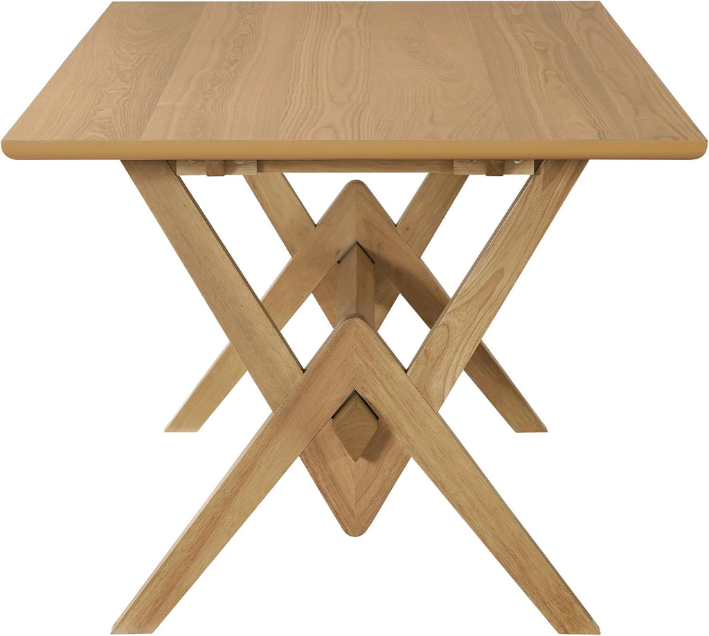 Christopher Knight Home Hiro 63 Inch Dining Table for 6 People, Modern Farmhouse Kitchen Table with Double V Legs, Wooden Rectangular Kitchen and Dining Room Furniture, Home Office, Natural