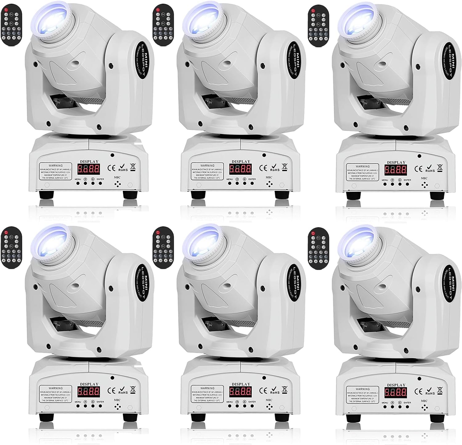 U`King 60W Moving Head Lights, White Moving LED DJ Lights RGBW Stage Light with Remote 8 GOBO 8 Colors Spotlight by DMX 512 Controlled 9/11 Channel for Church KTV Club Concert Party Wedding(6PCS)