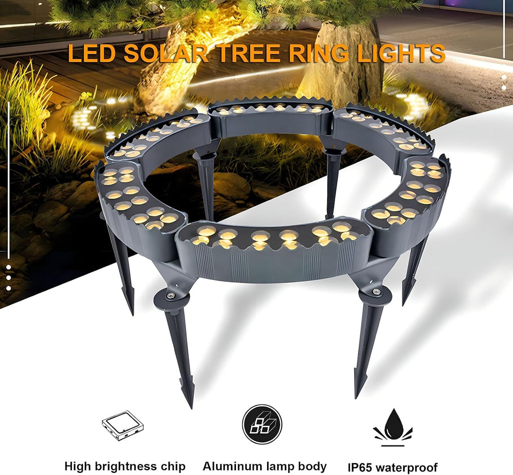 Garden Solar Lights, LED Solar Landscape Spotlights for Big Tree, Outdoor Ring Tree Light, Made to Last(Warm White Light,Pack of 7)