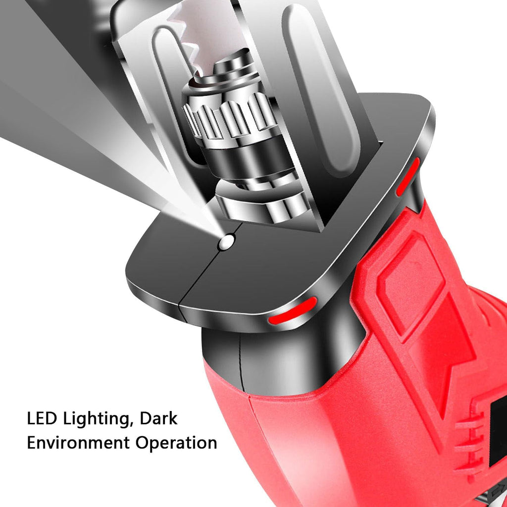 Electric Bone Saw with Battery, 0-3000rpm Stainless Steel Saw Blade, LED Lighting, Cordless Reciprocating Saw for Wood, Trees, Metal, PVC Pipe