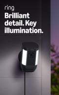 Like-New Ring Spotlight Cam Pro, Plug-In, Home or business security, Retinal 2K Video, Color Night Vision and Two-Way Talk with Audio+, Black
