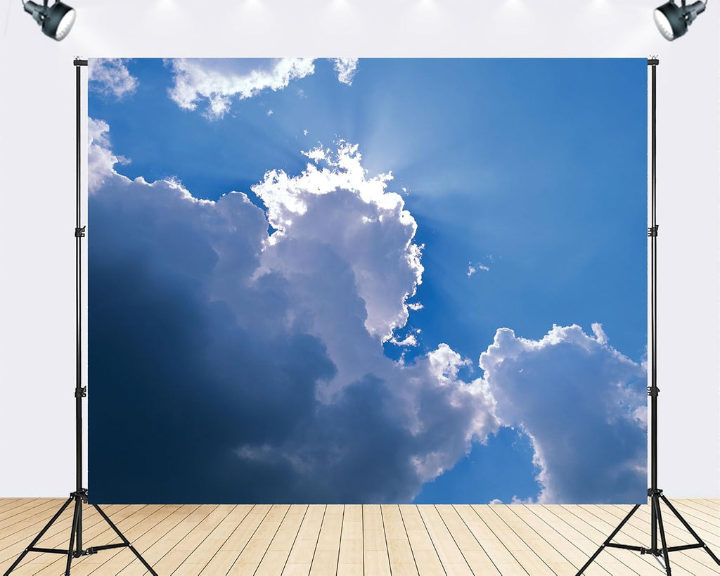 Trykid 20x10ft Blue Sky White Clouds Backdrop Natural Scenery Clear Sky Clouds Photography Background Baby Shower Newborn Wedding Birthday Party Decoration Photo Prop Fabric
