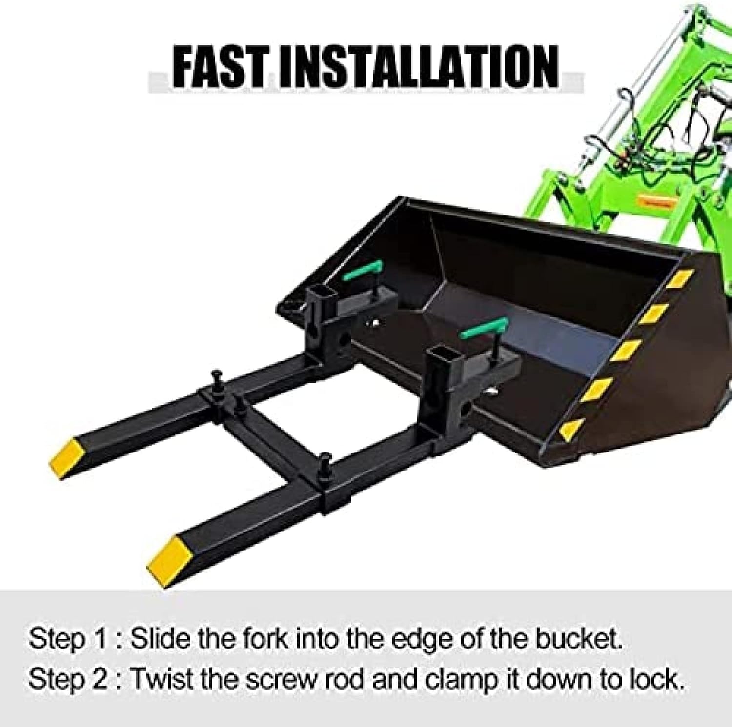 Pallet Forks 60', Clamp On Tractor Bucket Forks with Adjustable Stabilizer Bar, Heavy Duty Front Loader Forks, Fork Attachment for Skid Steer,Loader Bucket,60''with Stabilizer Bar 2000LBS