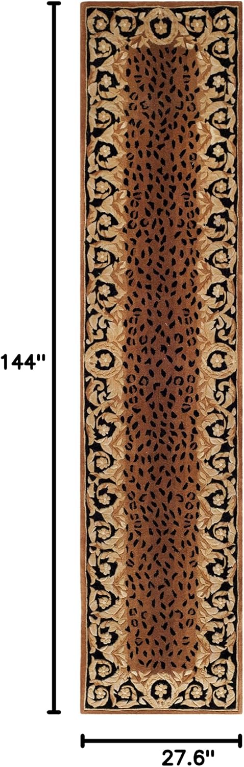 Safavieh Naples Collection Runner Rug - 2'3' x 12', Black & Gold, Handmade Traditional Wool, Ideal for High Traffic Areas in Living Room, Bedroom (NA712A)