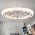 20' White Caged Ceiling Fan with Lights Remote Control with Crystal Sand Lampshade, Rustic Industrial Ceiling Fan with Light for Kitchen Bedroom Living Room
