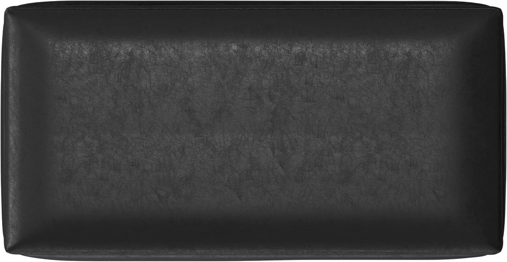 SIMPLIHOME Owen Small Rectangular Storage Ottoman - 36 inch Wide Upholstered Vegan Leather Lift-Top Ottoman in Distressed Black, Mid-Century Modern Ottoman for Living Room with Tufted Detail
