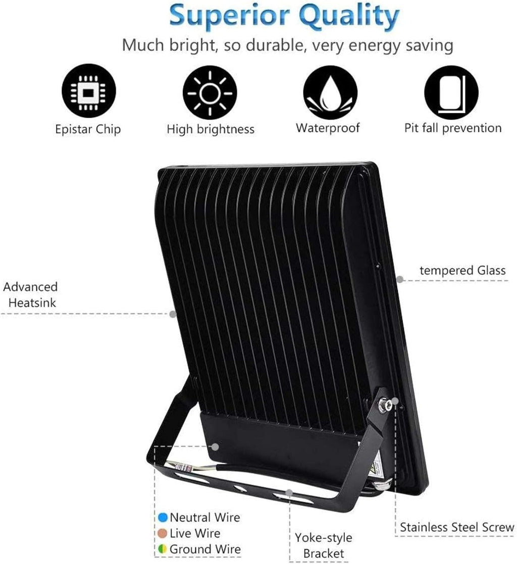 Solar Flood Lights Floodlight,50W Warm White LED Floodlight, Outdoor Wall Spotlight, 5000Lm,Spotlight for Garden, Garage, Ip67 Waterproof