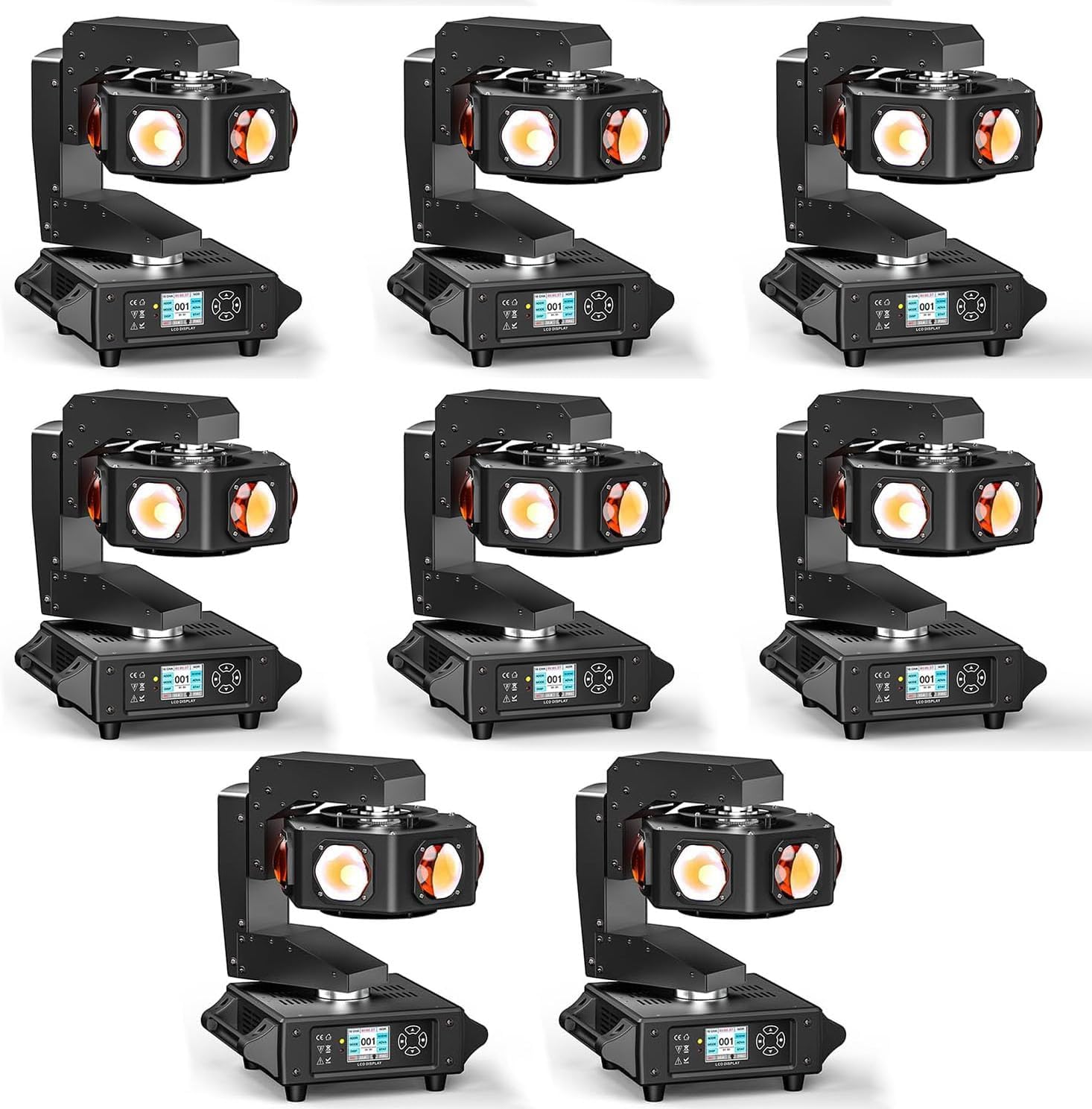 Moving Head DJ Lights, 6 x 40W RGBW Stage Lighting with 3-Axis Linkage, Z-Axis Infinite Rotation DMX & Sound Activated, DJ Lights Beam Spotlight, Perfect for DJ, Party, Wedding, Bar (8 Pack)