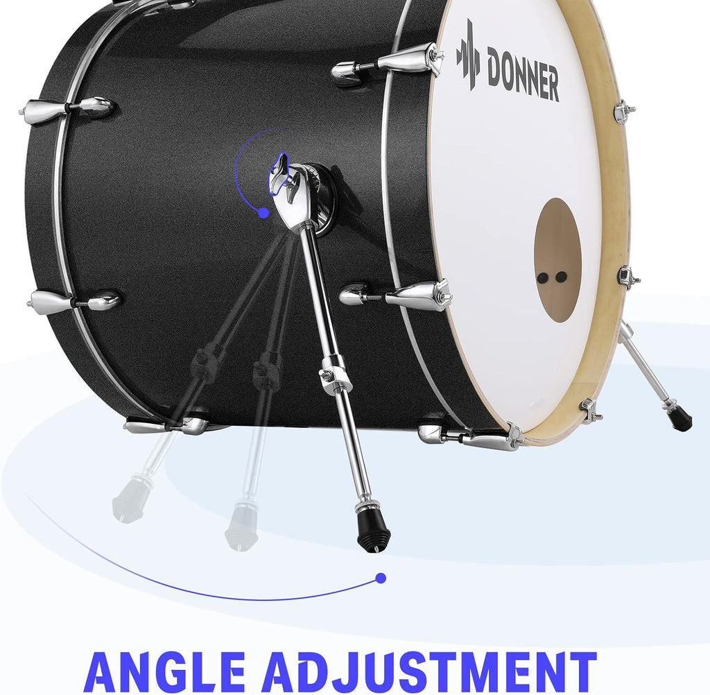Donner Drum Set Adult with Practice Mute Pad,5-Piece 22 inch Full Size Acoustic Drum Kit, Black- DDS-520