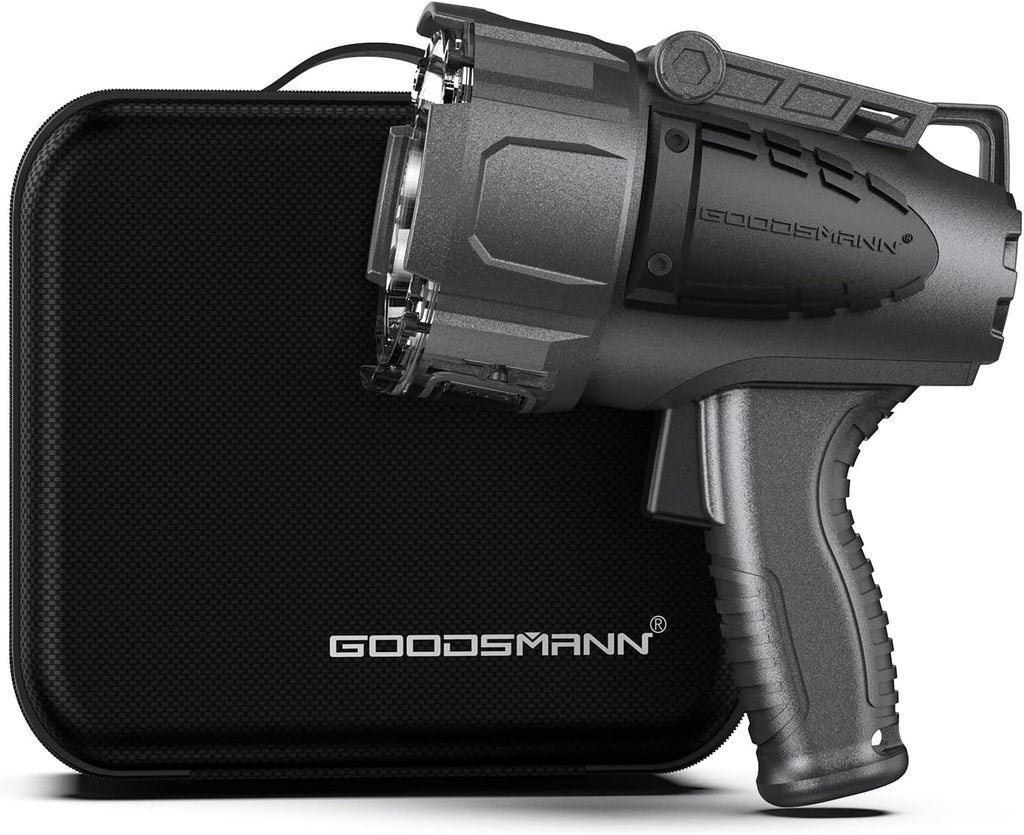 GOODSMANN Spotlight 10000 Lumen Waterproof Rechargeable Marine Spotlight LED Spotlights for Hunting with EVA Carrying Case 9903-C103-01A