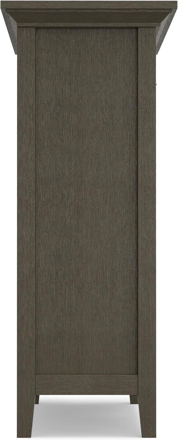 SIMPLIHOME Redmond Storage Cabinet - 39 inch Wide Solid Wood Medium Storage Cabinet in Farmhouse Grey, Transitional Accent Cabinet for Entryway or Living Room with 4 Drawers and Cabinet Storage