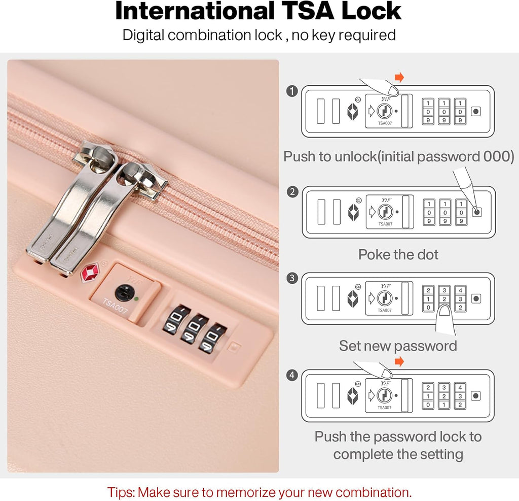 mixi Carry on Luggage, Suitcase with Spinner Wheels 16in Luggage Hardshell Lightweight Rolling Suitcases PC with Cover & TSA Lock, Pink