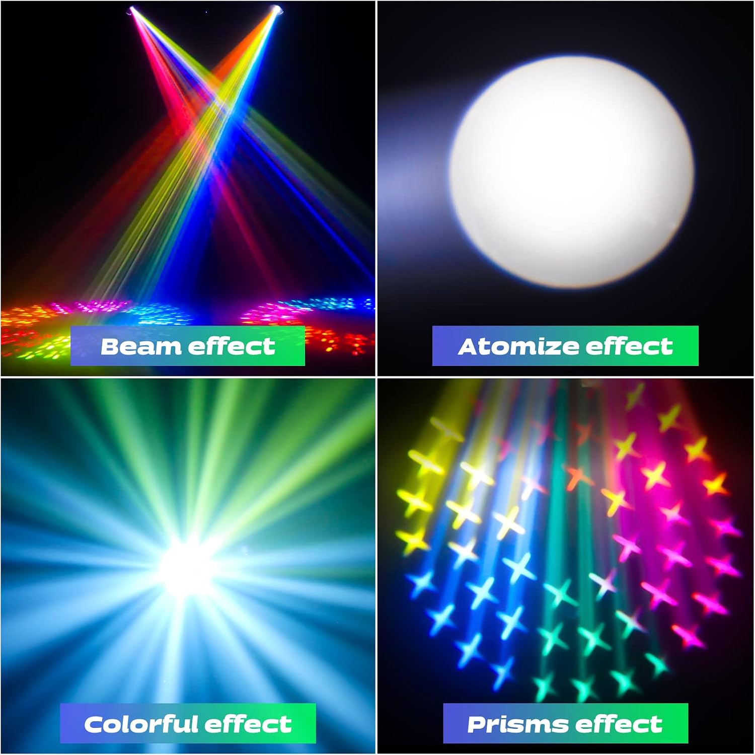 4PCS Moving Head Light 280W 10R WZYBUTA LED Beam Stage Lights DJ Lights 17 Gobos 15 Colors DMX512 Prism Rainbow Effect Spotlights Sound Activtaed for Bar Disco Wedding Concert Lighting