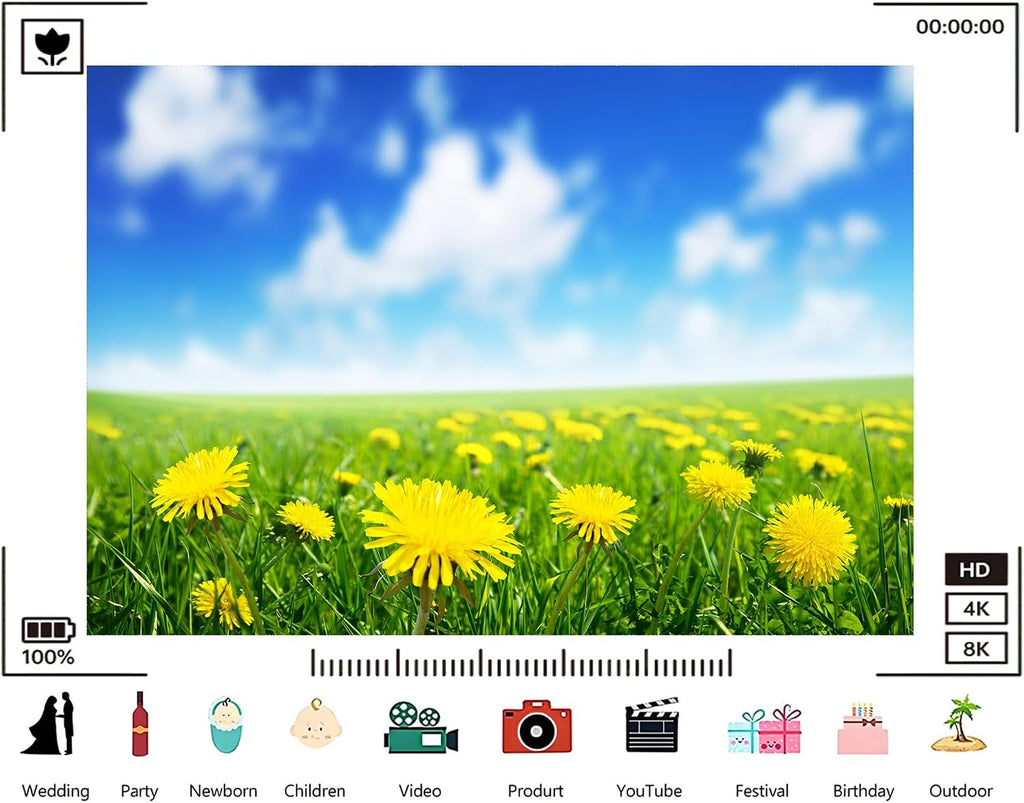 Trykid 20x10ft Dandelion Meadow Backdrop Bright Yellow Blooms Lush Green Grass Clear Blue Sky Cheerful Spring Scene Photography Background Floral Party Decoration Photo Booth Prop Fabric