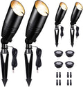 Low Voltage Spotlight, Black LED Landscape Lighting Tree Light, Outdoor 12V Waterproof Aluminum Uplight for Tree Yard Garden with 5W MR16 Bulb 4000K 4 Pack