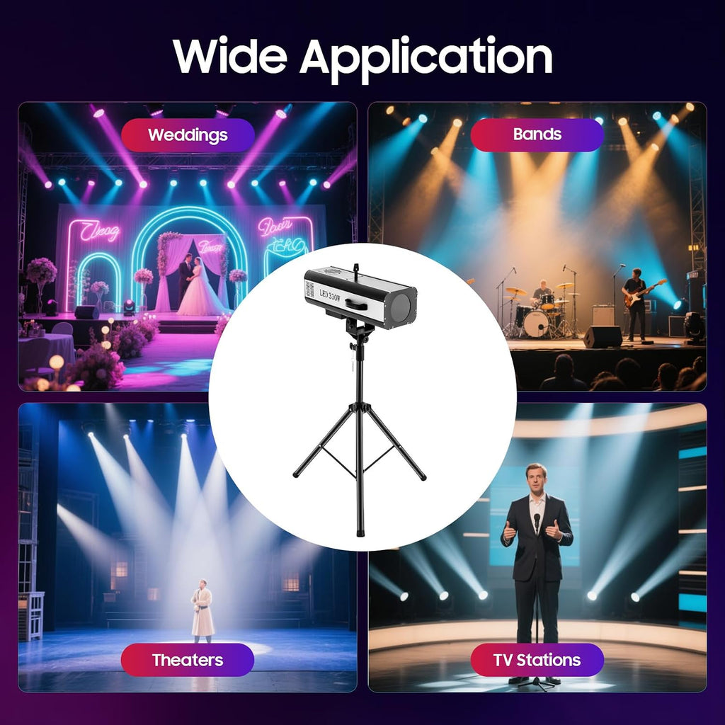 330W LED Follow Spot Light Manual Control Spotlight Stage Light Adjustable Aperture DJ WashLight Muti-Color Stage Spotlight with Stand for Party Disco Wedding Birthdays Christmas Party Show(330W)