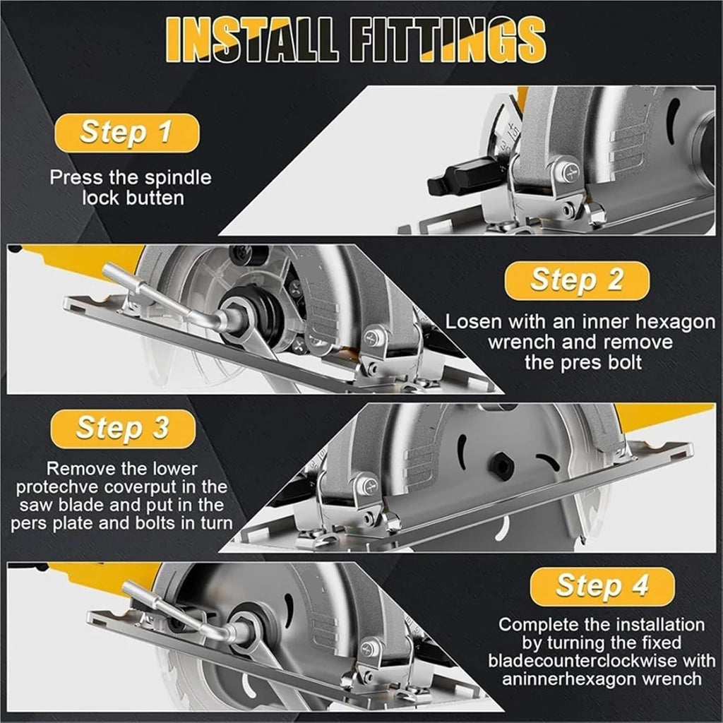 Reciprocating Saw, Electric 5in Brushless Circular Saw ﻿For 20V Battery ﻿Cordless 1000W Handheld Woodwork Power Tool