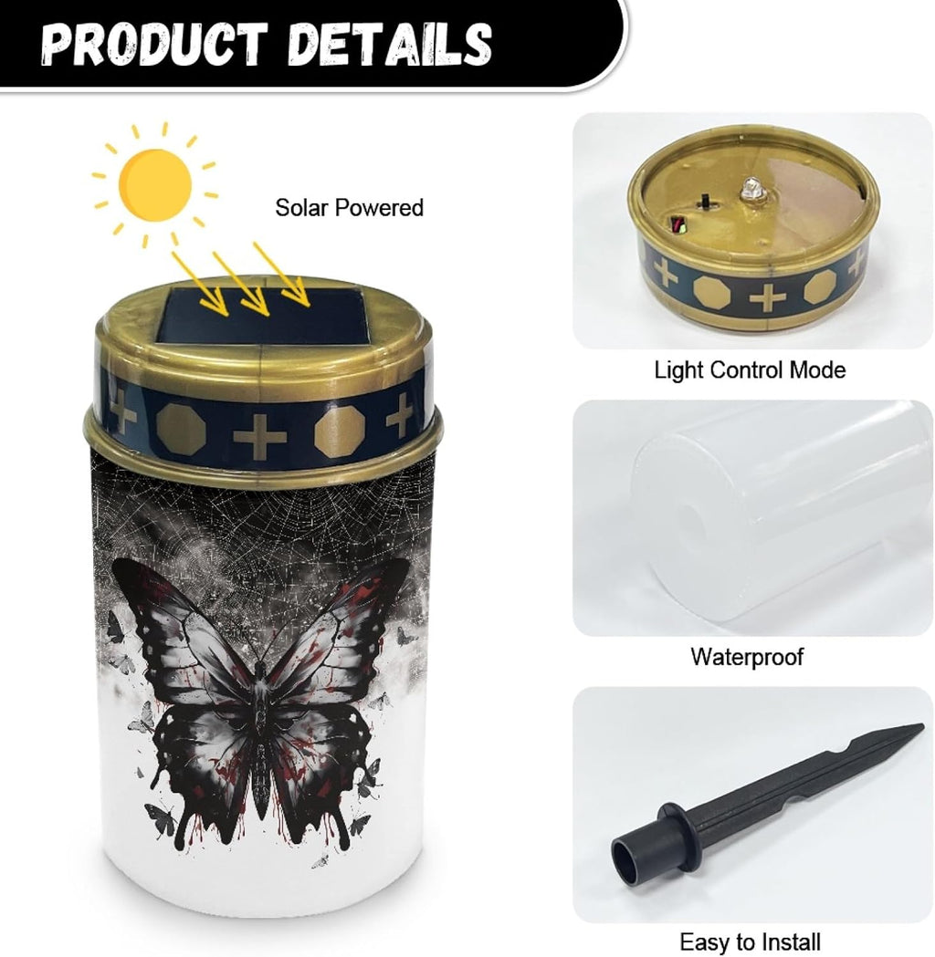 Black Butterfly Outdoor Butterfly Solar Lights Solar Pathway Lights Waterproof Solar Walkway Lights Solar Powered Lantern Landscape Lights Flameless Light