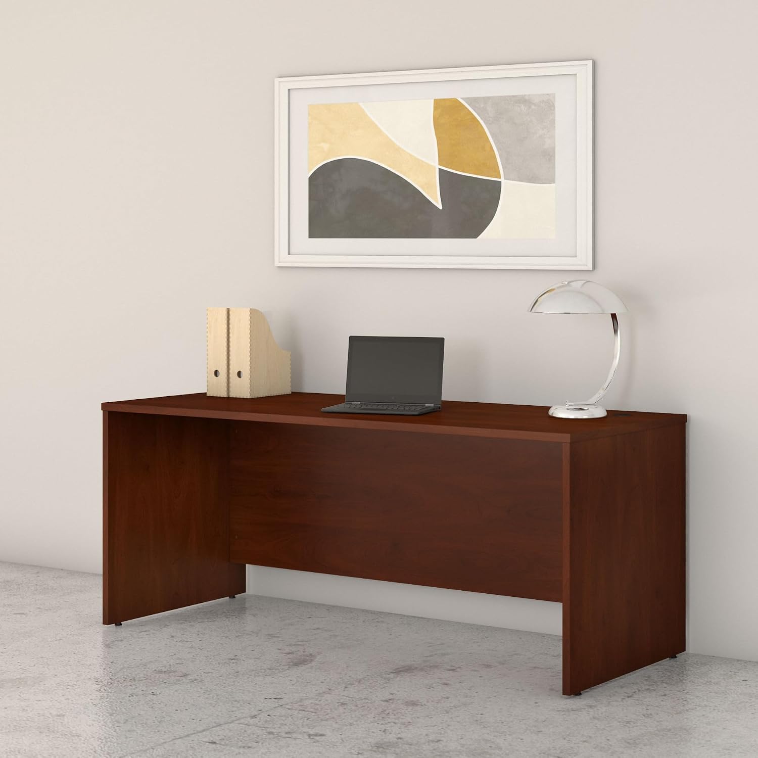 Bush Business Furniture Studio C 72W Computer Desk with Wire Management and Modesty Panel in Hansen Cherry, Professional Table for Home Office and Corporate Office