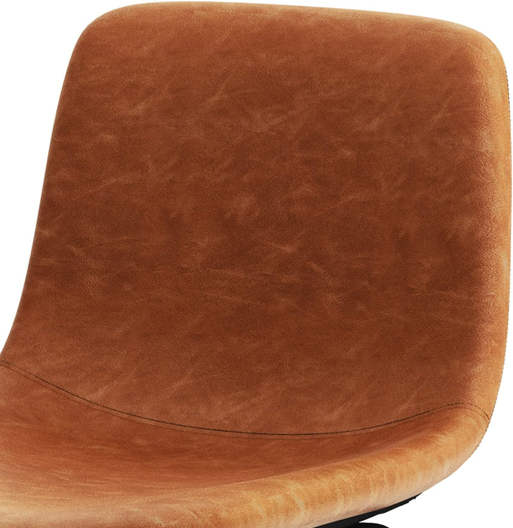 SIMPLIHOME Jolie Contemporary 28 inch Bar Stool (Set of 2) in Camel Brown Vegan Faux Leather for the Dining Room and Kitchen