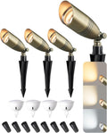 EDISHINE Solid Brass Landscape Spotlights, 12V LED Low Voltage Landscape Lights, 3CCT MR16 Bulb Included, Bronze Heavy Duty Waterproof Spot Lights,Outdoor Lighting for Garden Yard Tree, 4 Pack