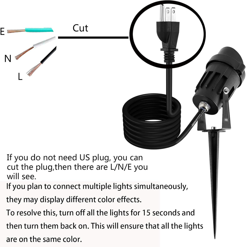 8 Pack 7W 3CCT Outdoor LED Landscape Spotlights 110V-220V | USA Plug and Hardwired, High Brightness 700LM, IP65 Waterproof, Spiked Tree Uplights, Landscape Lights for Pathway Garden