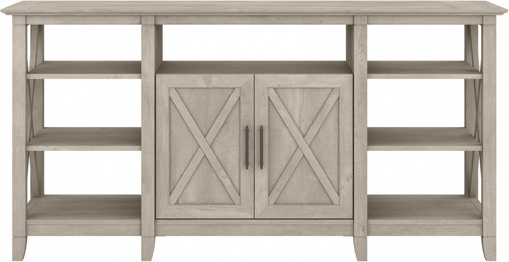 Bush Home Key West Tall TV Stand for 65 Inch TV in Washed Gray, Farmhouse Entertainment Center with Storage