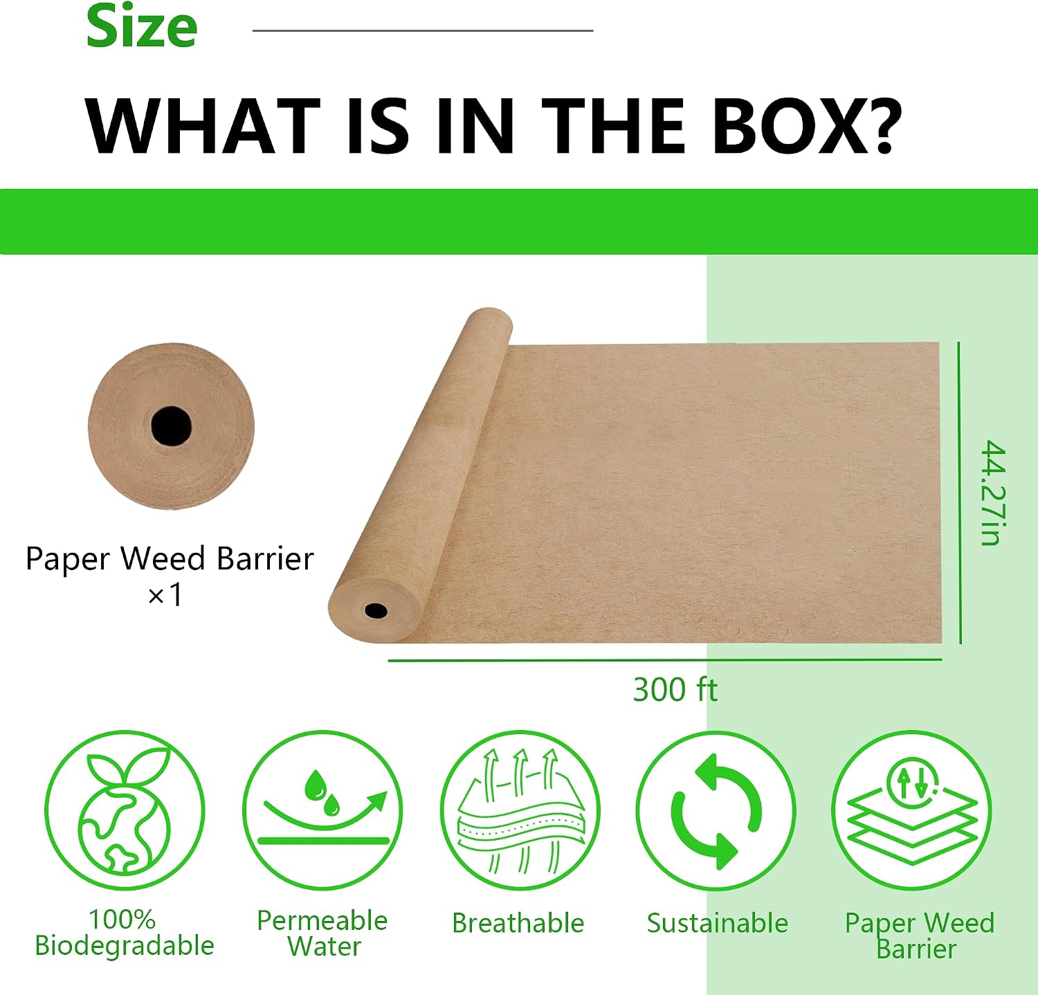 Biodegradable Weed Barrier, Heavy Duty Garden Paper Weed Biodegradable Landscape Fabric Paper Weed Barrier Paper Mulch Rolls for Weeds, Paper Mulch Rolls Garden Paper for Outdoor Garden Lawn (4x300ft)