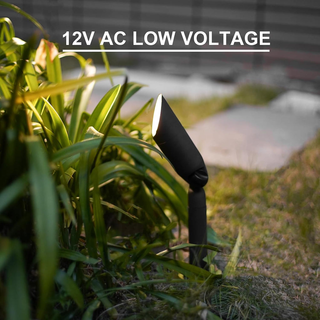 GOODSMANN Landscape Lighting 12V AC Spotlights 8PK 3W LED Landscape Lights 100 Lumens Spot Light MR11 Replaceable Bulb 2900K Tree Lights Garden Up Light Hardwired Lighting Cable Connectors