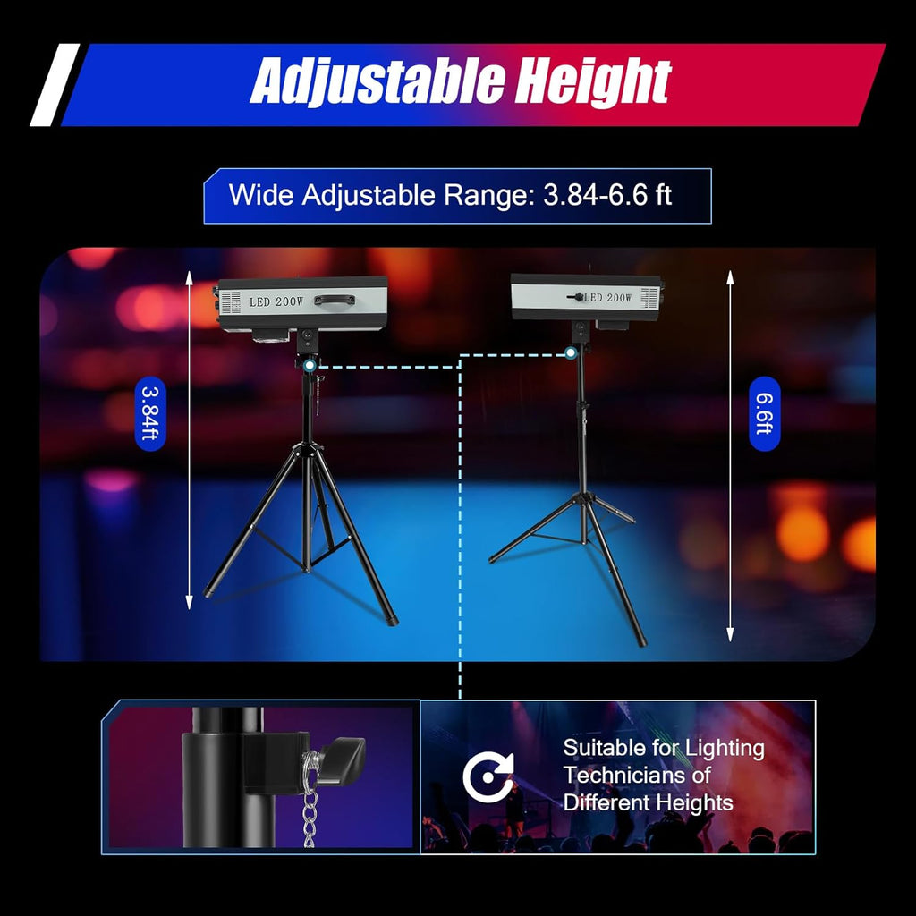 200W LED Spotlight Follow Spot Light Manual Control Stage Light Adjustable Aperture DJ Wash Light w/Stand for Party Disco Wedding Birthdays Christmas Party Show 110-220V