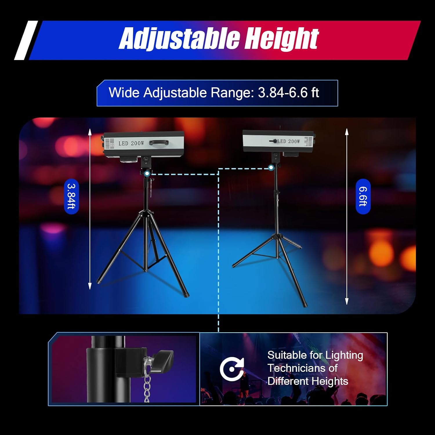 200W LED Spotlight Follow Spot Light Manual Control Stage Light Adjustable Aperture DJ Wash Light w/Stand for Party Disco Wedding Birthdays Christmas Party Show 110-220V
