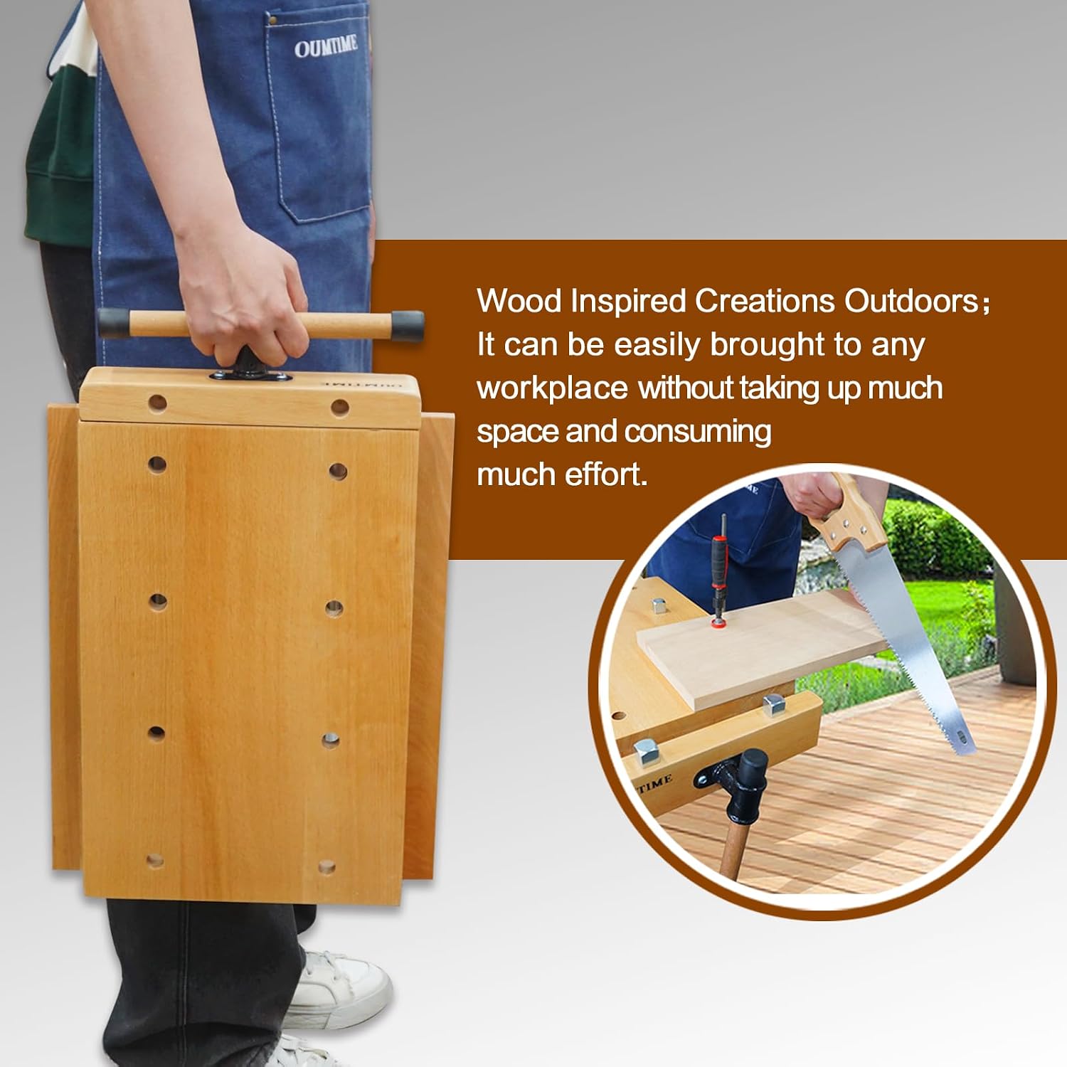 Portable Workbench,The Bench Vise is Made of Hard Beech.Woodworking Vise Contains Wood Clamp, 4 Bench Dogs and 2 Clips,Wood Workbench top Workbench Vice Tools is Suitable for Garage Studios