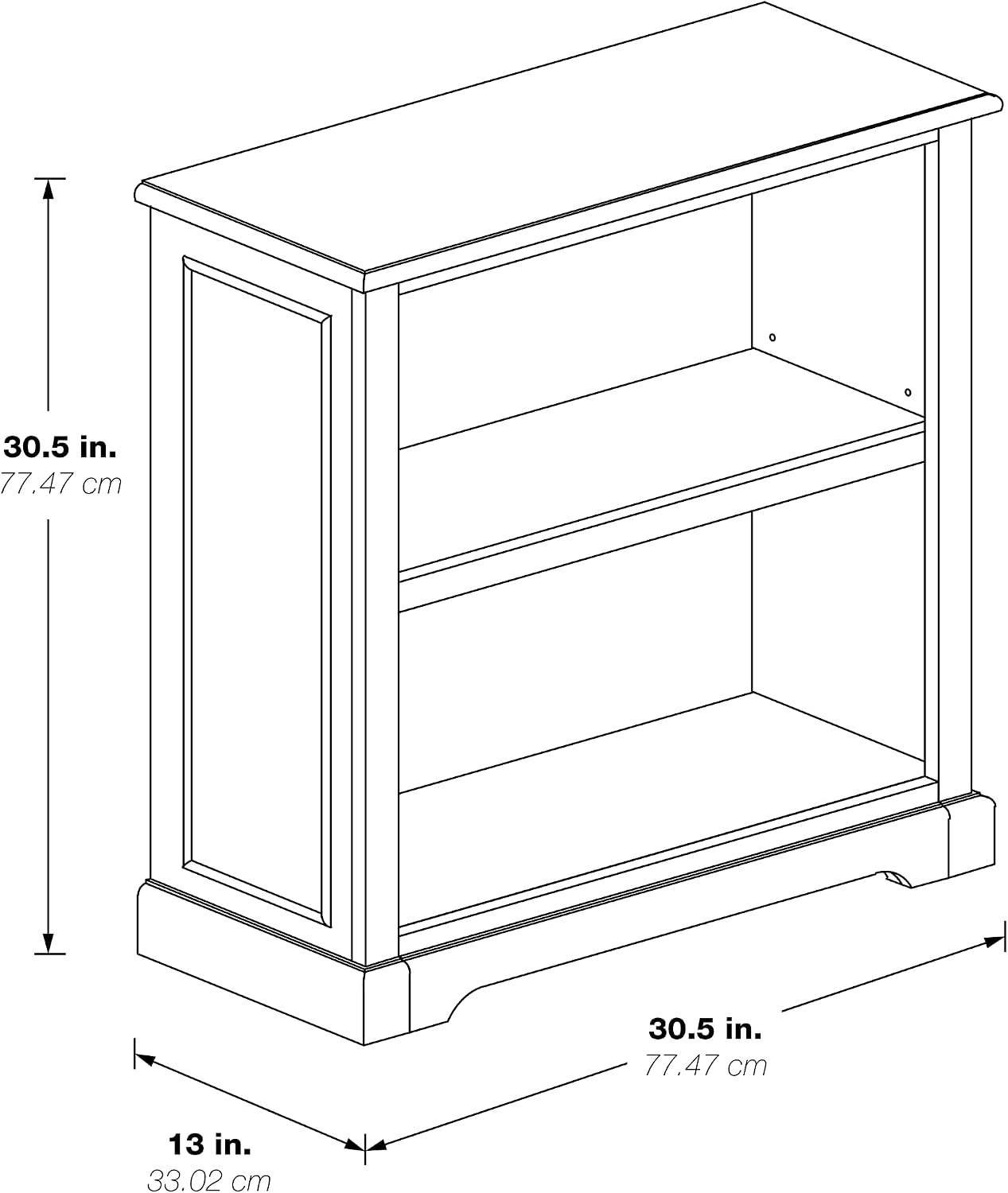 OSP Home Furnishings Country Meadows 2-Shelf Bookcase, Antique White