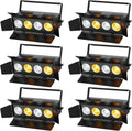 Stage Lights with Barn Doors, 4x50W LED Par Can Lights DMX512 Sound Activated, Cool White and Warm White COB Spotlights Uplights for Events Wedding Parties Concert Church Theater Christmas Packs of 6